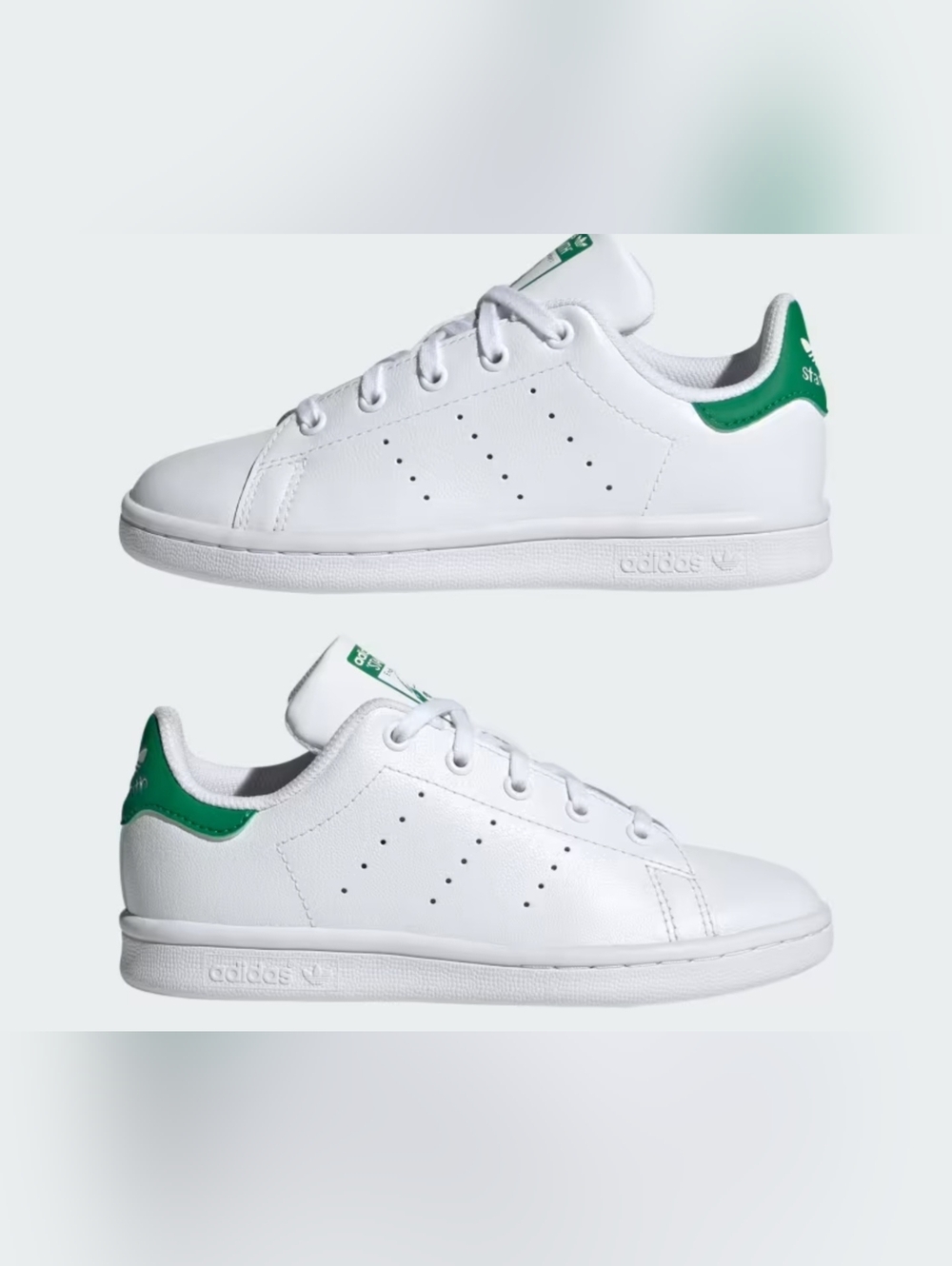 adidas Stan Smith White and Green Kids Sneakers